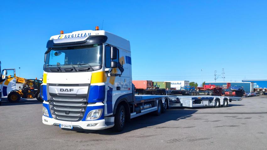 Wood transportation on flat bed semi trailer